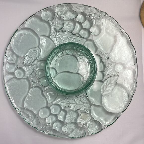 Vintage‎ Indiana Glass Madeira Green Chip & Dip or Vegetable Serving 13" Platter - Picture 2 of 10
